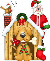 a cute dog with santa